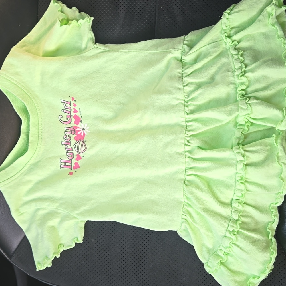 Harley Davidson Girl Montana Neon Lime Ruffle Dress 6 Months